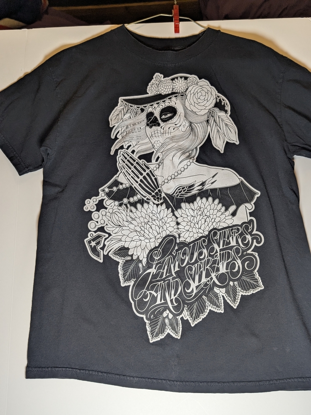 Famous Stars and Straps Vintage T-Shirt M Black Day of the Dead La Muerta Y2K